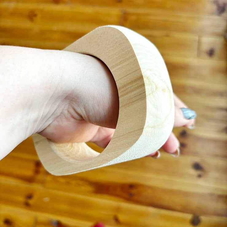 Chunky Rounded Wood Bracelet Blank, Organic Brick Shape Linden Bangle for DIY, Large Statement Jewelry Supply. Opening - 68mm/75mm