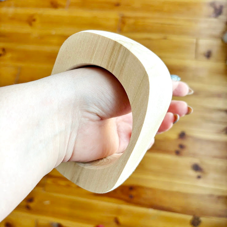 Chunky Rounded Wood Bracelet Blank, Organic Brick Shape Linden Bangle for DIY, Large Statement Jewelry Supply. Opening - 68mm/75mm