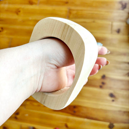 Chunky Rounded Wood Bracelet Blank, Organic Brick Shape Linden Bangle for DIY, Large Statement Jewelry Supply. Opening - 68mm/75mm