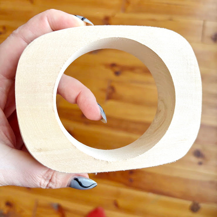 Chunky Rounded Wood Bracelet Blank, Organic Brick Shape Linden Bangle for DIY, Large Statement Jewelry Supply. Opening - 68mm/75mm