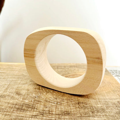 Chunky Rounded Wood Bracelet Blank, Organic Brick Shape Linden Bangle for DIY, Large Statement Jewelry Supply. Opening - 68mm/75mm