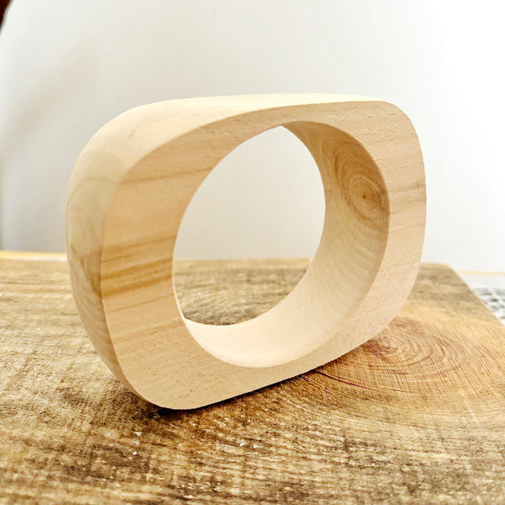 Chunky Rounded Wood Bracelet Blank, Organic Brick Shape Linden Bangle for DIY, Large Statement Jewelry Supply. Opening - 68mm/75mm