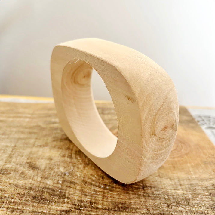 Chunky Rounded Wood Bracelet Blank, Organic Brick Shape Linden Bangle for DIY, Large Statement Jewelry Supply. Opening - 68mm/75mm