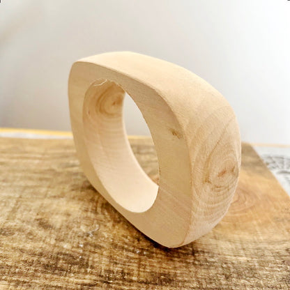 Chunky Rounded Wood Bracelet Blank, Organic Brick Shape Linden Bangle for DIY, Large Statement Jewelry Supply. Opening - 68mm/75mm