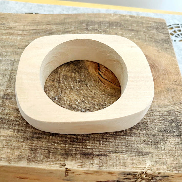 Chunky Rounded Wood Bracelet Blank, Organic Brick Shape Linden Bangle for DIY, Large Statement Jewelry Supply. Opening - 68mm/75mm