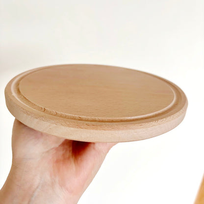 8 inch Beech Wood Round Plate, Raw Wooden Tray for DIY Crafts, Unfinished Wood Serving Board 0.6", Eco Friendly Kitchen Decor, Blank Platter