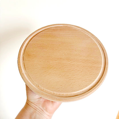 8 inch Beech Wood Round Plate, Raw Wooden Tray for DIY Crafts, Unfinished Wood Serving Board 0.6", Eco Friendly Kitchen Decor, Blank Platter