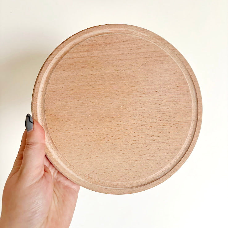 8 inch Beech Wood Round Plate, Raw Wooden Tray for DIY Crafts, Unfinished Wood Serving Board 0.6", Eco Friendly Kitchen Decor, Blank Platter