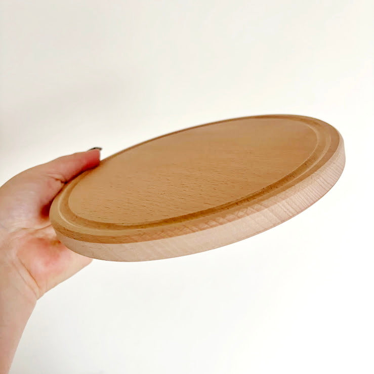 8 inch Beech Wood Round Plate, Raw Wooden Tray for DIY Crafts, Unfinished Wood Serving Board 0.6", Eco Friendly Kitchen Decor, Blank Platter