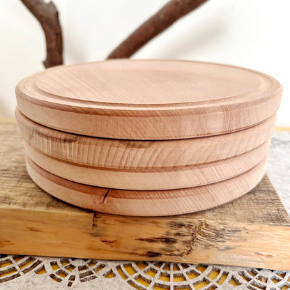 8 inch Beech Wood Round Plate, Raw Wooden Tray for DIY Crafts, Unfinished Wood Serving Board 0.6", Eco Friendly Kitchen Decor, Blank Platter