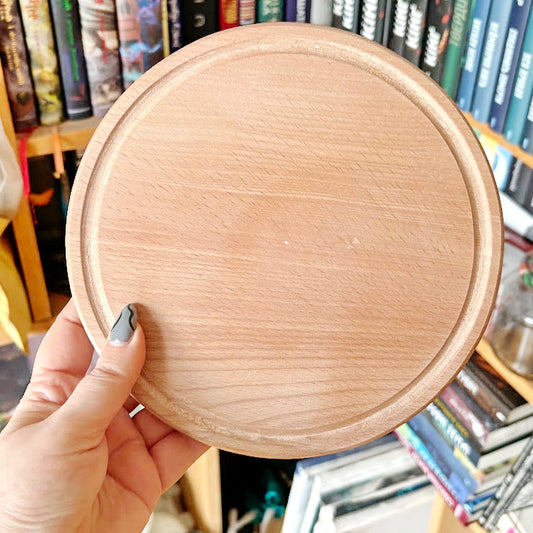 8 inch Beech Wood Round Plate, Raw Wooden Tray for DIY Crafts, Unfinished Wood Serving Board 0.6", Eco Friendly Kitchen Decor, Blank Platter