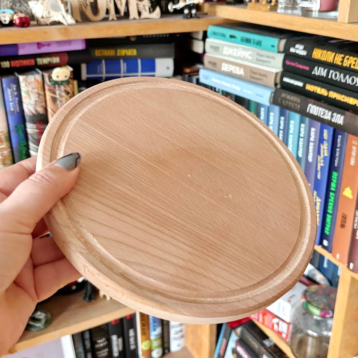8 inch Beech Wood Round Plate, Raw Wooden Tray for DIY Crafts, Unfinished Wood Serving Board 0.6", Eco Friendly Kitchen Decor, Blank Platter
