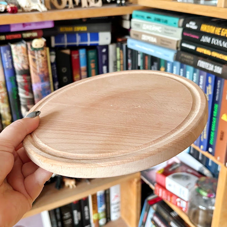 8 inch Beech Wood Round Plate, Raw Wooden Tray for DIY Crafts, Unfinished Wood Serving Board 0.6", Eco Friendly Kitchen Decor, Blank Platter