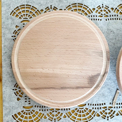 8 inch Beech Wood Round Plate, Raw Wooden Tray for DIY Crafts, Unfinished Wood Serving Board 0.6", Eco Friendly Kitchen Decor, Blank Platter