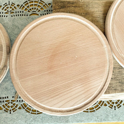 8 inch Beech Wood Round Plate, Raw Wooden Tray for DIY Crafts, Unfinished Wood Serving Board 0.6", Eco Friendly Kitchen Decor, Blank Platter