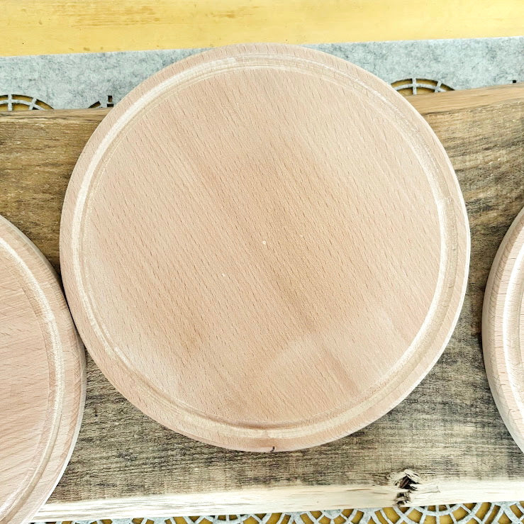 8 inch Beech Wood Round Plate, Raw Wooden Tray for DIY Crafts, Unfinished Wood Serving Board 0.6", Eco Friendly Kitchen Decor, Blank Platter