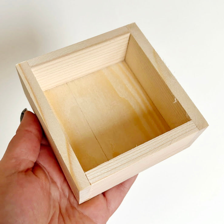 Unfinished Wooden Box 4x4 Inch, Blank Square Wood Box for Crafts, Small Spruce Wood Storage Box, DIY Craft Supply