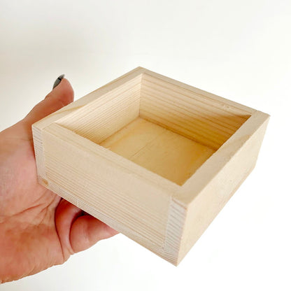 Unfinished Wooden Box 4x4 Inch, Blank Square Wood Box for Crafts, Small Spruce Wood Storage Box, DIY Craft Supply