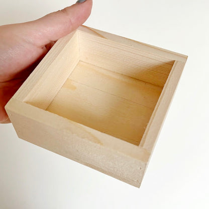 Unfinished Wooden Box 4x4 Inch, Blank Square Wood Box for Crafts, Small Spruce Wood Storage Box, DIY Craft Supply