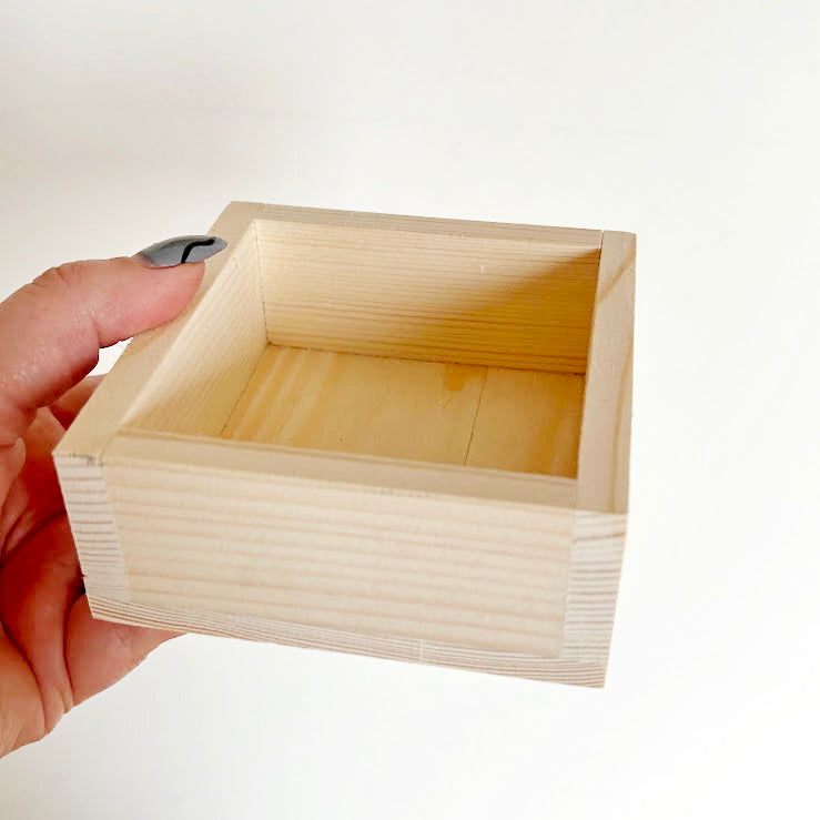 Unfinished Wooden Box 4x4 Inch, Blank Square Wood Box for Crafts, Small Spruce Wood Storage Box, DIY Craft Supply