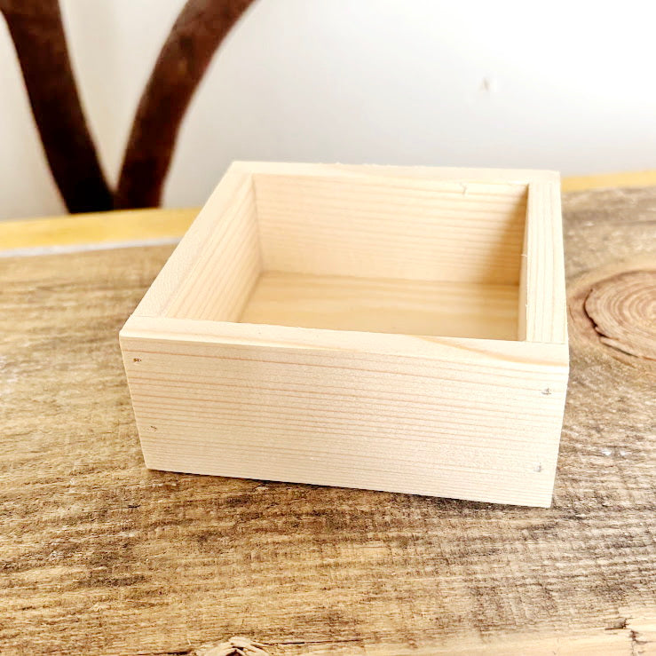 Unfinished Wooden Box 4x4 Inch, Blank Square Wood Box for Crafts, Small Spruce Wood Storage Box, DIY Craft Supply
