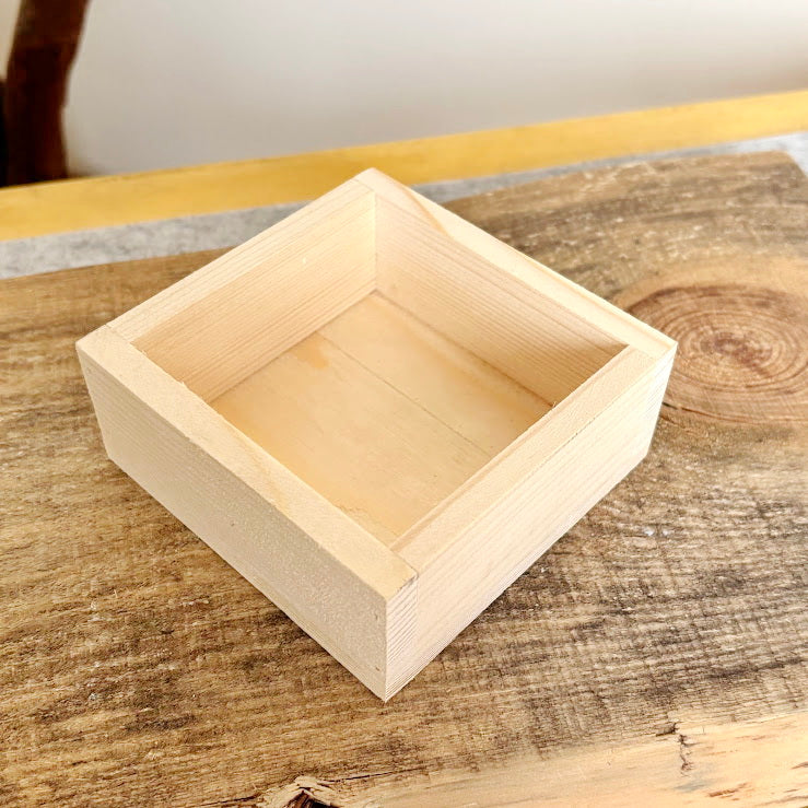 Unfinished Wooden Box 4x4 Inch, Blank Square Wood Box for Crafts, Small Spruce Wood Storage Box, DIY Craft Supply