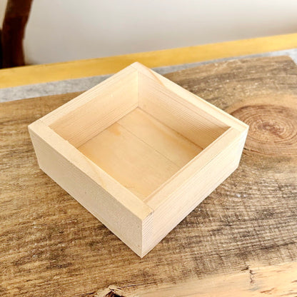 Unfinished Wooden Box 4x4 Inch, Blank Square Wood Box for Crafts, Small Spruce Wood Storage Box, DIY Craft Supply