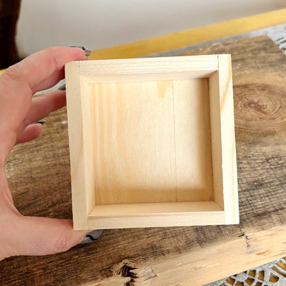 Unfinished Wooden Box 4x4 Inch, Blank Square Wood Box for Crafts, Small Spruce Wood Storage Box, DIY Craft Supply