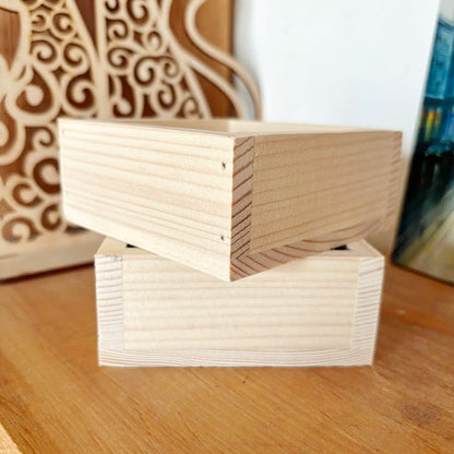 Unfinished Wooden Box 4x4 Inch, Blank Square Wood Box for Crafts, Small Spruce Wood Storage Box, DIY Craft Supply