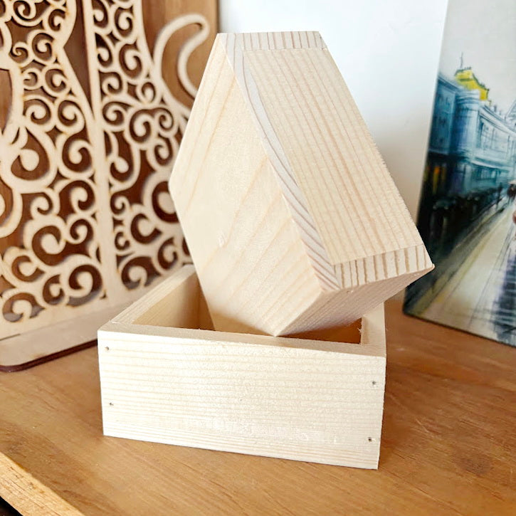 Unfinished Wooden Box 4x4 Inch, Blank Square Wood Box for Crafts, Small Spruce Wood Storage Box, DIY Craft Supply