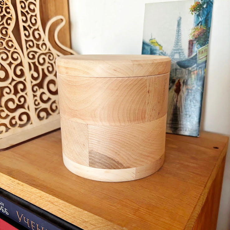 Round Alder Wood Box with Lid 120mm (4.72") – Unfinished Wooden Storage Container for Crafts, Sewing, Jewelry or DIY Projects