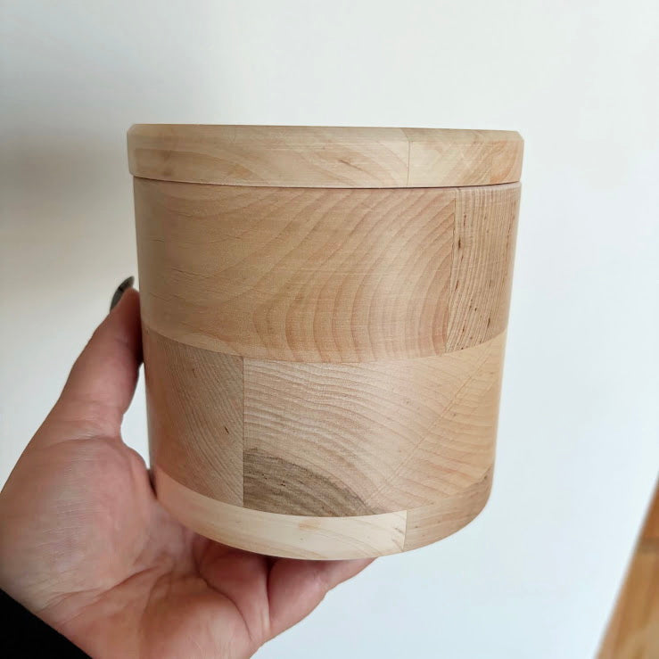 Round Alder Wood Box with Lid 120mm (4.72") – Unfinished Wooden Storage Container for Crafts, Sewing, Jewelry or DIY Projects