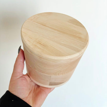 Round Alder Wood Box with Lid 120mm (4.72") – Unfinished Wooden Storage Container for Crafts, Sewing, Jewelry or DIY Projects