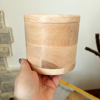 Round Alder Wood Box with Lid 120mm (4.72") – Unfinished Wooden Storage Container for Crafts, Sewing, Jewelry or DIY Projects