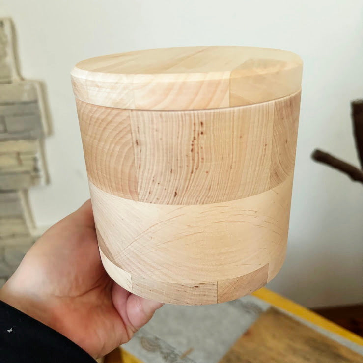 Round Alder Wood Box with Lid 120mm (4.72") – Unfinished Wooden Storage Container for Crafts, Sewing, Jewelry or DIY Projects