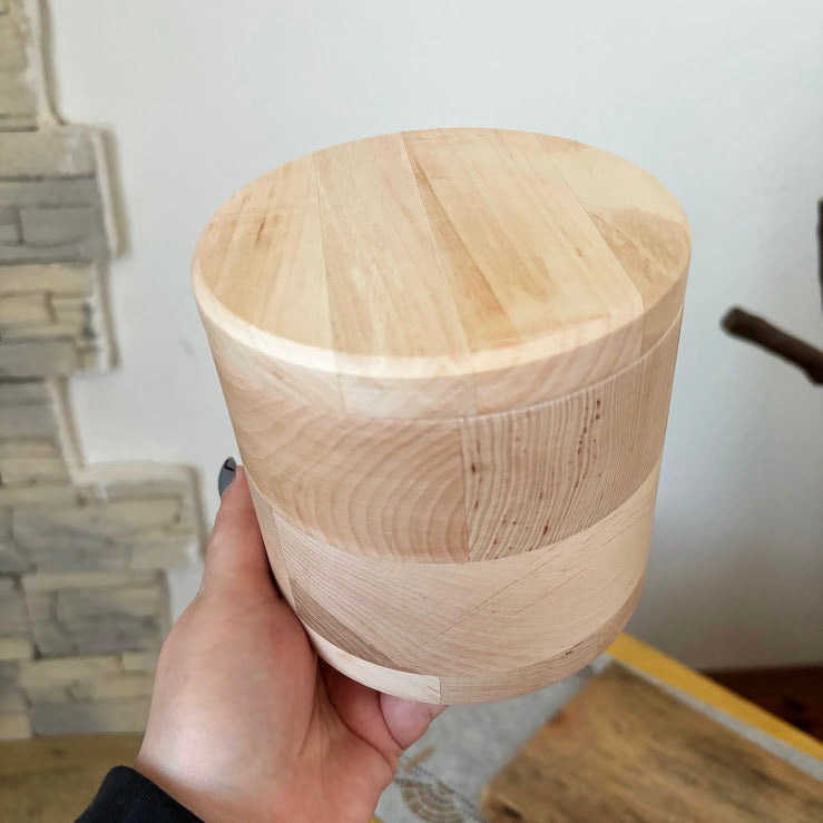Round Alder Wood Box with Lid 120mm (4.72") – Unfinished Wooden Storage Container for Crafts, Sewing, Jewelry or DIY Projects