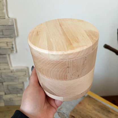 Round Alder Wood Box with Lid 120mm (4.72") – Unfinished Wooden Storage Container for Crafts, Sewing, Jewelry or DIY Projects