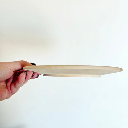 Handmade Alder Wood Plate 20 cm with Raised Base, Wooden Craft Blank, Smooth Unfinished Dish, DIY Supply