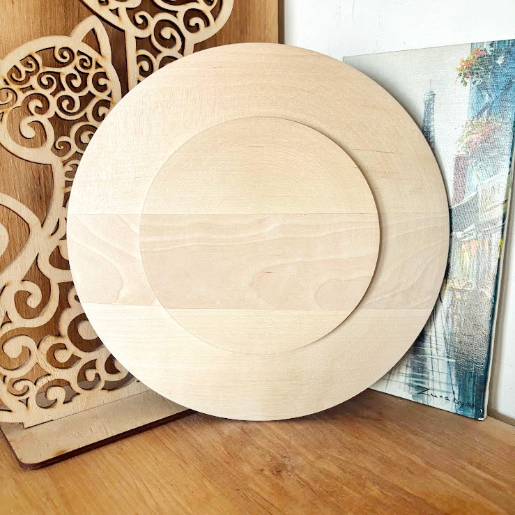 Handmade Alder Wood Plate 20 cm with Raised Base, Wooden Craft Blank, Smooth Unfinished Dish, DIY Supply