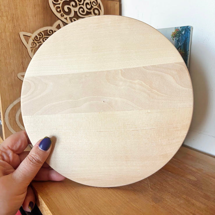 Handmade Alder Wood Plate 20 cm with Raised Base, Wooden Craft Blank, Smooth Unfinished Dish, DIY Supply