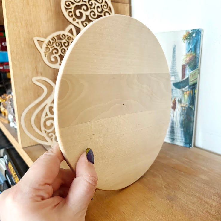 Handmade Alder Wood Plate 20 cm with Raised Base, Wooden Craft Blank, Smooth Unfinished Dish, DIY Supply