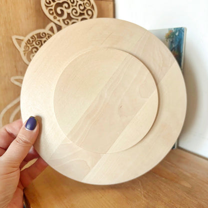Handmade Alder Wood Plate 20 cm with Raised Base, Wooden Craft Blank, Smooth Unfinished Dish, DIY Supply