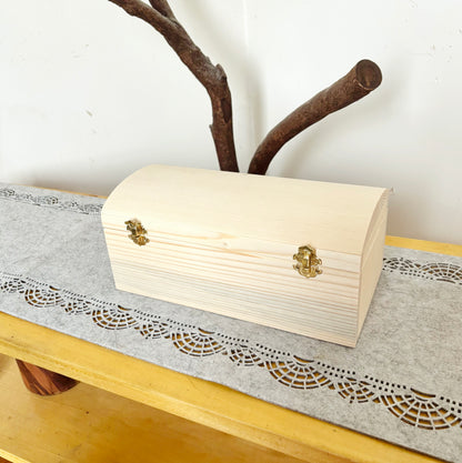 Wooden Storage Box with Lid Large Keepsake Chest Pine Wood Craft Box Blank for Painting Gift Box with Latch 11.8 inch