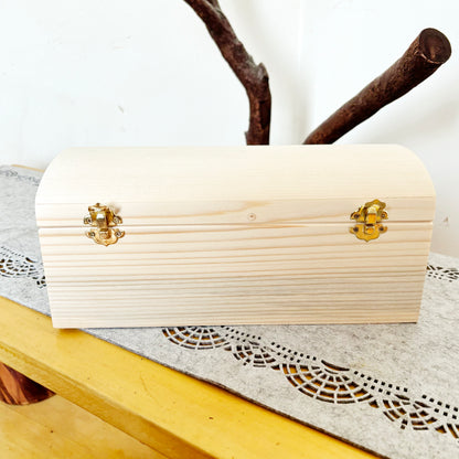 Wooden Storage Box with Lid Large Keepsake Chest Pine Wood Craft Box Blank for Painting Gift Box with Latch 11.8 inch