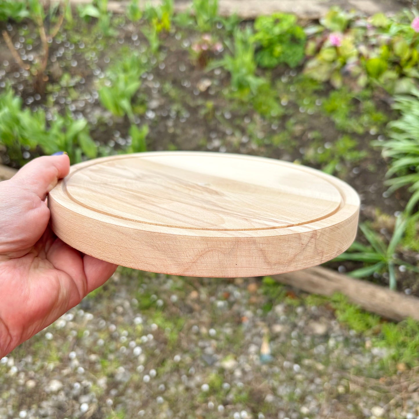 Round Wooden Cheese Board 7.9 inches, Alder Wood Serving Plate, Rustic Kitchen Tray, Unfinished Natural Wood Charcuterie Board Gift
