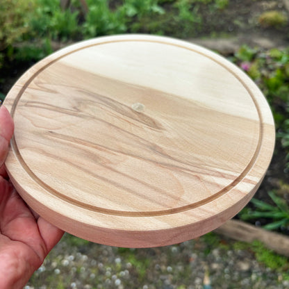 Round Wooden Cheese Board 7.9 inches, Alder Wood Serving Plate, Rustic Kitchen Tray, Unfinished Natural Wood Charcuterie Board Gift