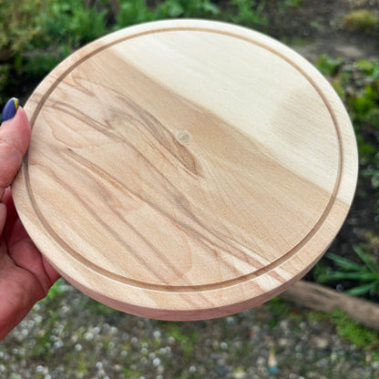 Round Wooden Cheese Board 7.9 inches, Alder Wood Serving Plate, Rustic Kitchen Tray, Unfinished Natural Wood Charcuterie Board Gift