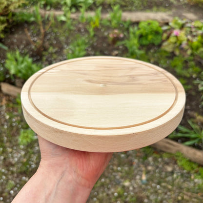 Round Wooden Cheese Board 7.9 inches, Alder Wood Serving Plate, Rustic Kitchen Tray, Unfinished Natural Wood Charcuterie Board Gift