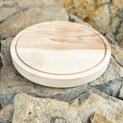 Round Wooden Cheese Board 7.9 inches, Alder Wood Serving Plate, Rustic Kitchen Tray, Unfinished Natural Wood Charcuterie Board Gift