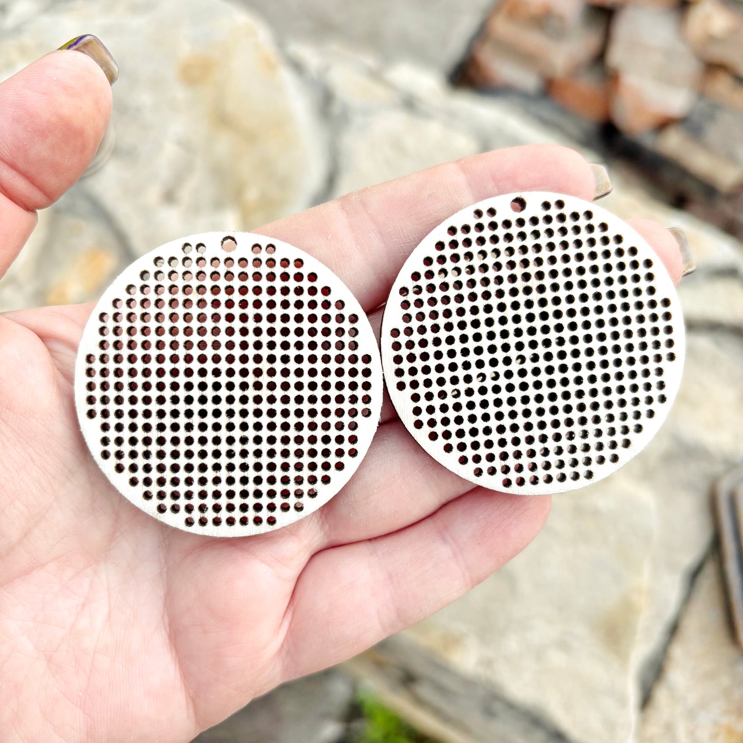 Round Cross Stitch Pendant Blank 50 mm/2 inch Wooden Embroidery Base Birch Plywood Circle for Jewelry Making Craft Supplies Bulk Set